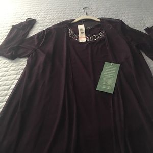 2 piece eggplant color embellished dress